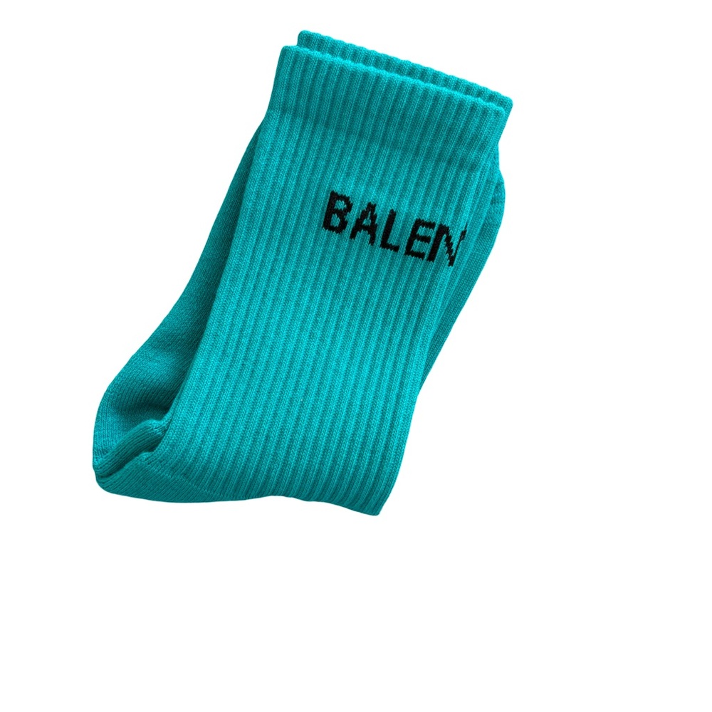 Balenciaga Turquoise Ribbed Crew Tennis Socks - NIB - Medium